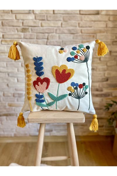SWITA Husă de pernă cu design special, brodat cu perforare, unică, decorativă (panch)