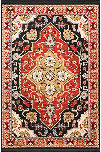 Rugs Modern Halı Red Themed Multicolor Traditional Motif Ethnic Patterned Vin...