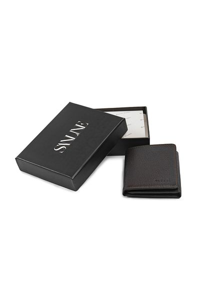 SANLINE Мъжки портфейл от естествена кожа с магнит, кафяво-бежов