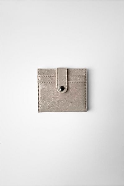 Yuka Atelier Shiny Faux Leather Wallet with Card Holder Detail