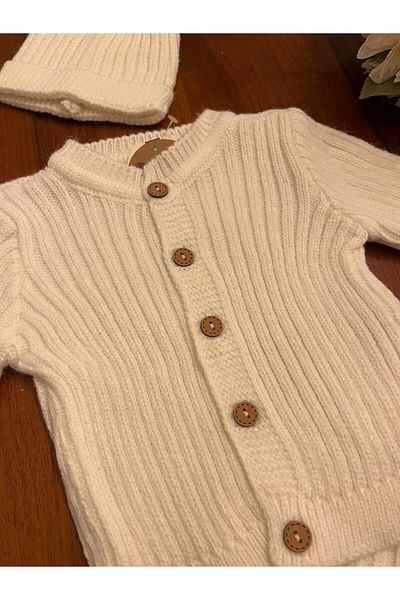 PARK BEBE tricotaje unisex 100% lana naturala cu palarie de costum de jos