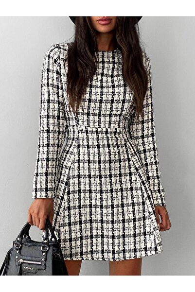 Genel Markalar Ekose Desenli Tüvit Elbise EL3613