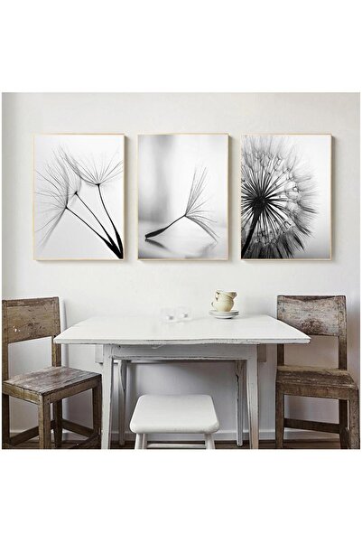 Linacci Set of 3 Gold Metal Framed Black Dandelion Glass Tables