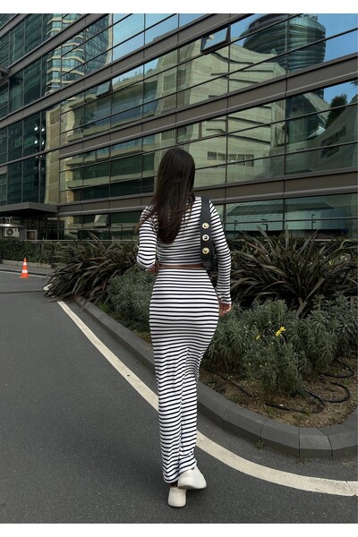 Maison La Femme Базовий смугастий максі-спідниця та укорочений светр