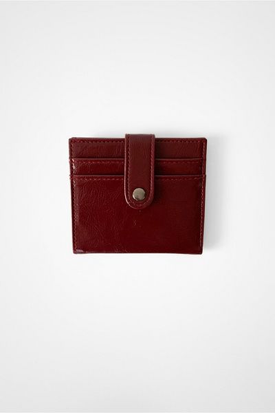 Yuka Atelier Shiny Faux Leather Wallet with Card Holder Detail