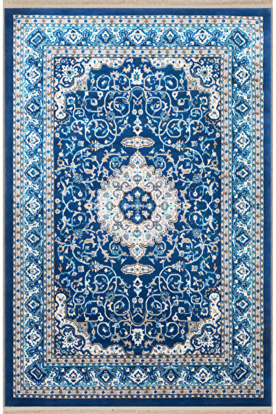 Rugs Modern Halı Koyu Mavi Temalı Geleneksel Motif Etnik Desenli Vintage Deko...