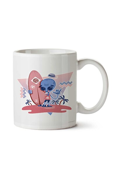 ART HEDİYE كوب مطبوع على الجانبين من Alien Alien Surfing