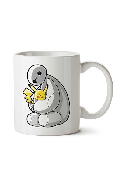 ART HEDİYE 6 Big Hero Pokemon Pikachu Two Sided Printed Mug Cup