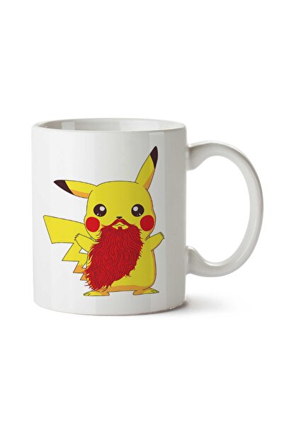 ART HEDİYE Beardemon Pikachu Pokemon Beard Two Sided Printed Mug Cup