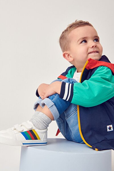 Next Baby White Rainbow Stripe Strap Touch Fastening Orthopedic Sole Boys' Shoes