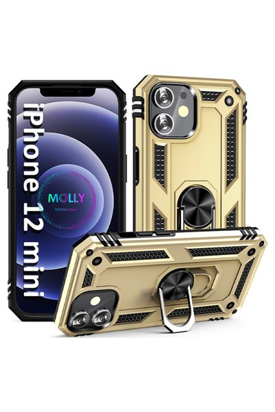 Molly Technology غطاء حماية من السيليكون لهاتف آيفون 12 ميني مع حلقة ميجاترون...