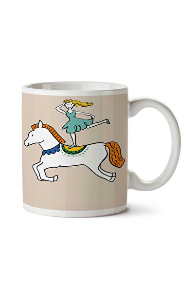 ART HEDİYE كأس القدح المطبوع على الجانبين من السيرك الرجعية مع راكبي الخيل وا...