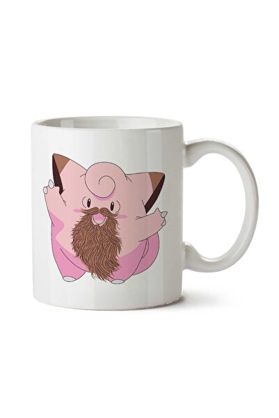 ART HEDİYE Beardemon Clefairy Pokemon Beard Two Sided Printed Mug Cup