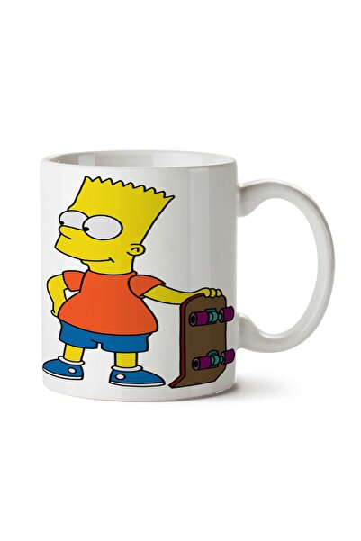 ART HEDİYE كوب بارت سيمبسون مطبوع على الجانبين مع لوح تزلج