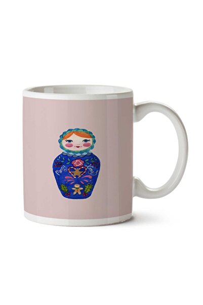 ART HEDİYE كوب بابوشكا أزرق لعيد الميلاد مطبوع على الجانبين