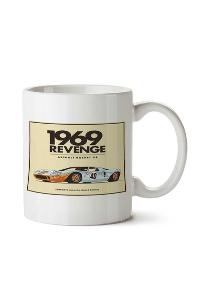ART HEDİYE كوب كلاسيكي مطبوع على الجانبين من 1969 Revenge GT40