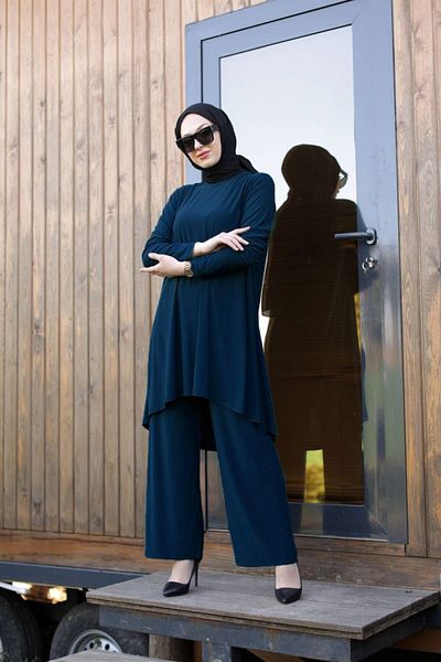 Aşkı Endam Μεγάλο μέγεθος Melda Sandy Διπλό Σετ Navy Blue