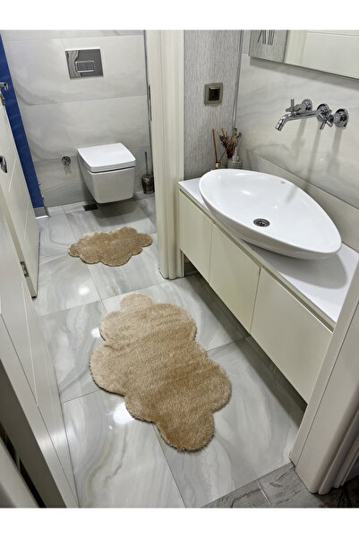 vescarpet station طقم سجادة حمام قطيفة مقطوعة بالليزر مكونة من قطعتين كلاود م...