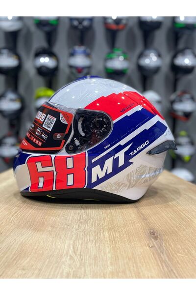 MT TARGO PRO WELCOME A5 GLOSS RED BLUE ŞEFFAF VİZÖRLÜ