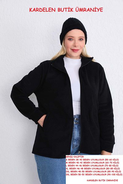 Kardelen Butik Ümraniye Black Fleece Cardigan