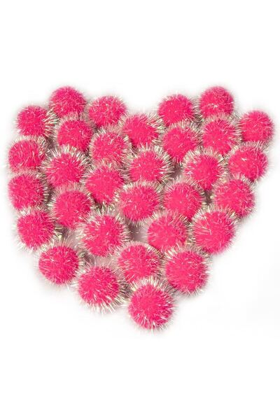 BenimMarifetlerim Simli Pembe Peluş pon pon 25 Adet 1 cm