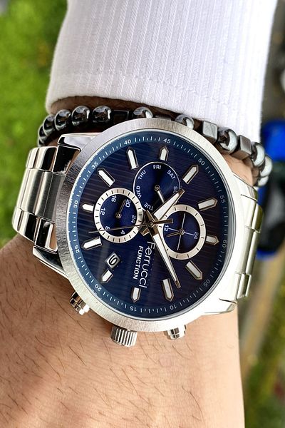 Ferrucci Steel Cord Men's Wristwatch, Active All Functions, 3 ATM Waterproof + Bracelet Gift