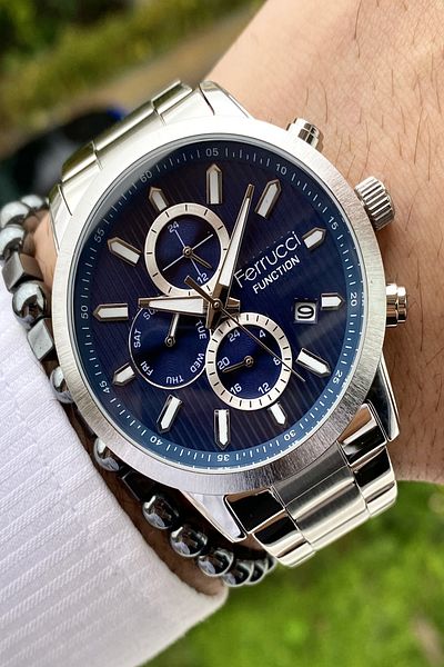 Ferrucci Steel Cord Men's Wristwatch, Active All Functions, 3 ATM Waterproof + Bracelet Gift