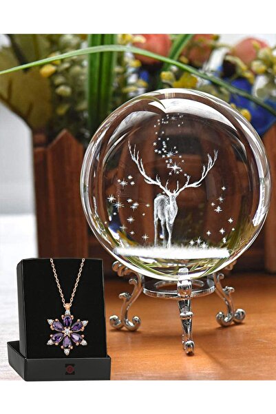 Zemtigo Dekoratif Metal Ayaklı Geyik Tasarımlı 3d Cam Küre Standlı Ren Geyiği...