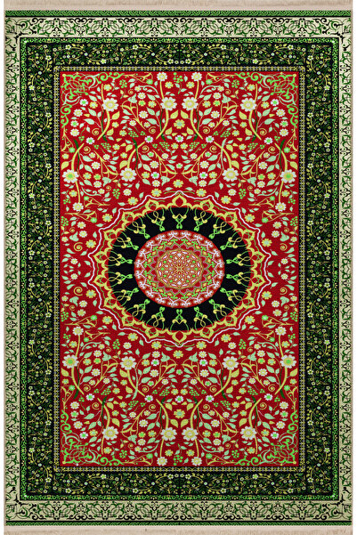 Rugs Modern Halı Red Green Themed Traditional Motif Ethnic Floral Patterned C...