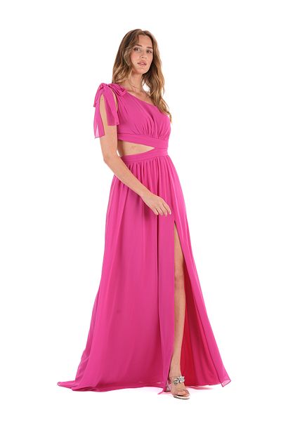 İLAYDA KARAKUŞ One-sleeve chiffon evening dress