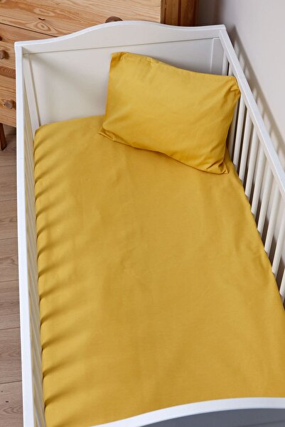 Tuğba Kuğu Hardal Keten Lastikli Çarşaf (80X140 YÜKSEKLİK 15) Yastık Kılıfı (...