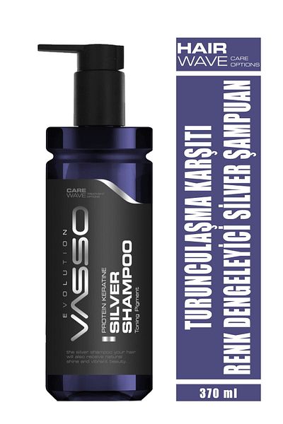 Vasso Men Anti-Orange Color Balancing Purple Shampoo with Keratin - Keratin Silver Shampoo 370 ml