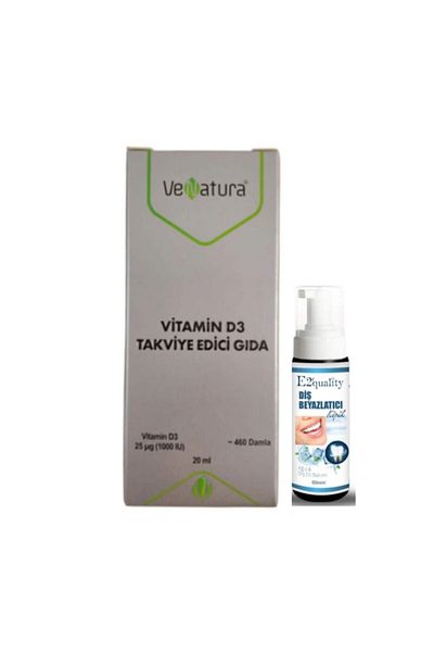 VeNatura Vitamin D3 Food Supplement - 1000 Iu 20 Drops, Teeth Whitening Foam Gift
