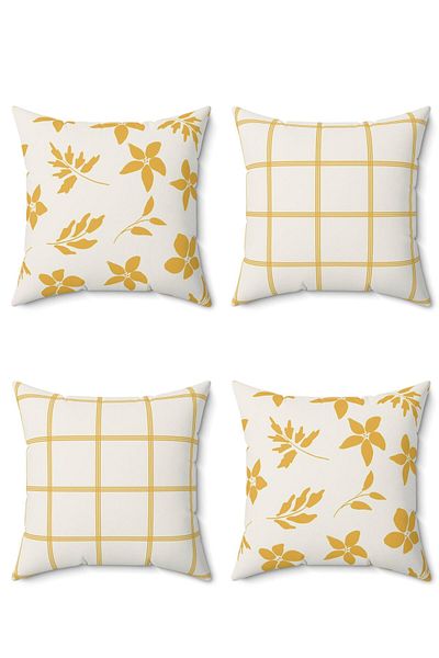 FUS BLUE Modern Design 4-Piece Cushion Cover Set