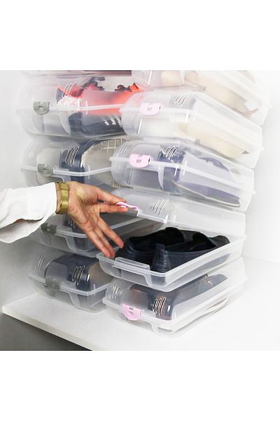 devigo 10-Piece Shoe Box Shoe Storage Box