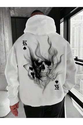 Black Sokak Beyaz skelet Karo Bask l Kapu onlu Oversize Sweatshirt Unisex Fiyat Yorumlar Trendyol