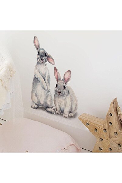 WALLHUMAN Kardeş Tavşanlar Çocuk Odası Duvar Stıckeri