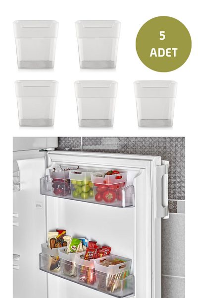 Eynel 5 Pcs Refrigerator Inside the Door Shelf Organizer, Bathroom Cosmetic Organizer Container Multipurpose Mini Box Set