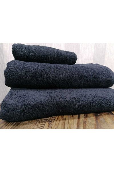 MEŞELİ TEKSTİL Black 3-Piece Towel Set 1 Piece 50x90 1 Piece 70x140 1 Piece 90x150
