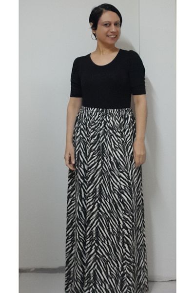 Mertcan Butik Black patterned 6-piece summer winter wearable Steel knitted skirt with elastic waistband