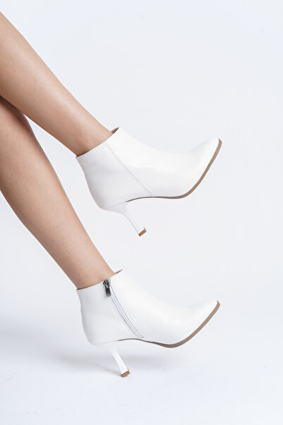 en7 Beyaz Kadın Topuklu Bot 2592