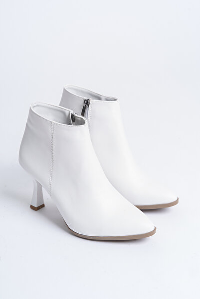 en7 Beyaz Kadın Topuklu Bot 2592