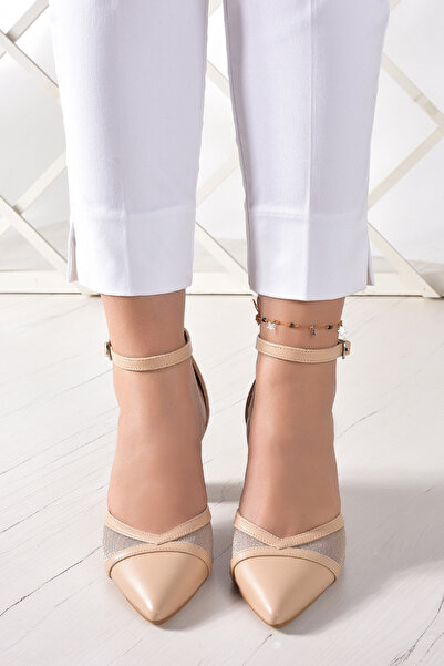 Erkan Saçmacı Diana Ten Vegan Mesh Thick Heeled Shoes