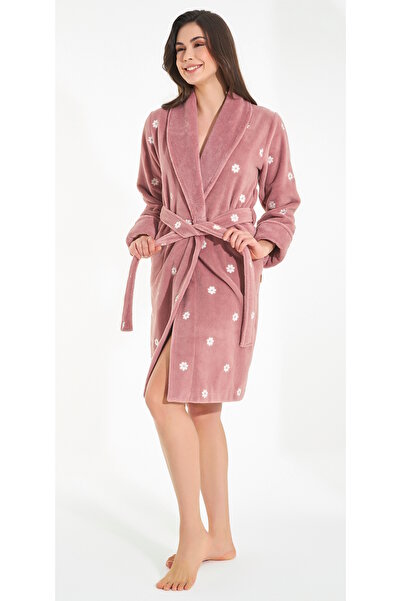 Nuşa Daisy Embroidered Bamboo Cotton Bathrobe