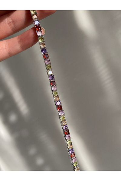 Owentis Steel Multi-Colored Stone Glittering Waterway Seddy Bracelet-No Darkening-