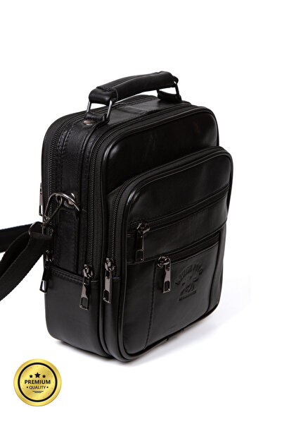 Newish Adelina %100 Hakiki Deri Siyah Çelik Kasalı El Ve Omuz Çanta Orta Boy