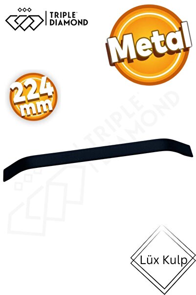 Triple Diamond Mânere de sertar din metal negru mat de 224 mm Mâner de mobilier pentru dulap de bucătărie 1 buc (22,4 cm) = 224 mm