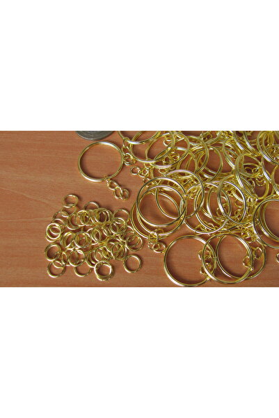 Minart 50 Adet 24mm Anahtarlık Halkası İnce Model Altın Rengi Gold Sarı 8mm M...