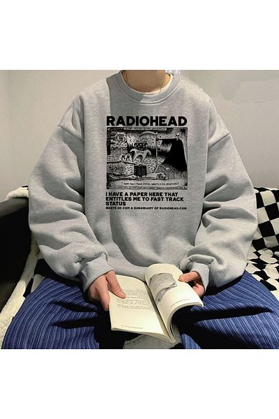 Touz Φούτερ με στάμπα Radio Heat σε γκρι Unisex Oversize Crew Neck
