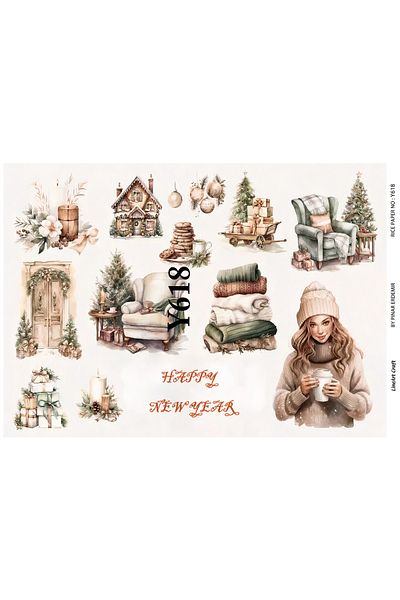 LİNEART LineArt Brass Decopage Paper LA-Y618